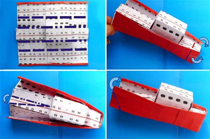 Поэтапная сборка грузового корабля-оригами
