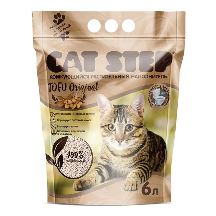 Комкующийся наполнитель Cat Step Tofu Original растительный 6 л