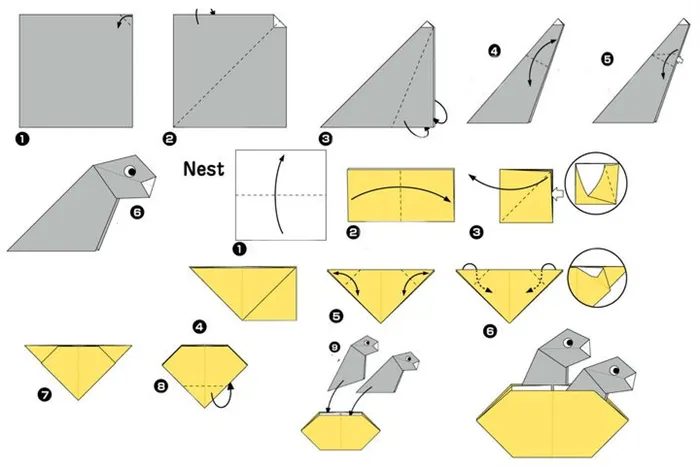 Мастер-класс по сборке оригами-ласточек для открытки 