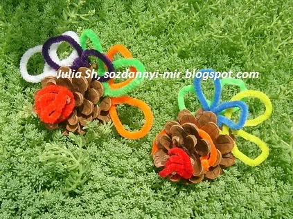 Поделки из пушистой синельной проволоки, pipe-cleaner, craft-turkey