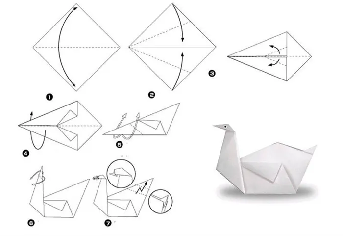 Мастер-класс по изготовлению оригами-лебедя с птенцом 