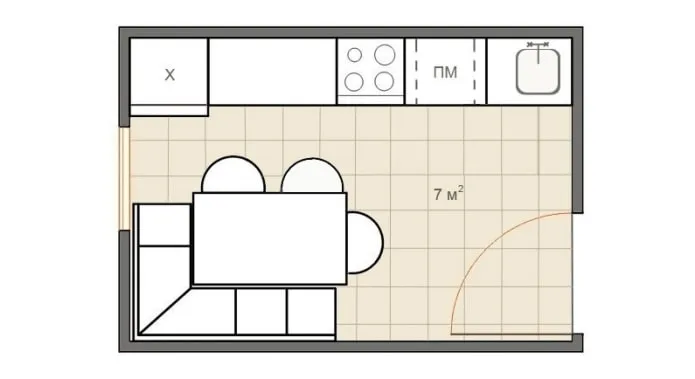 Варианты дизайна кухни 7 кв. м
